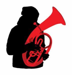 Boy,Tenor,Horn,Player,Vector,Silhouette.,Music,Man,Play,Wind